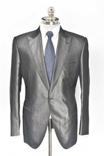 NEW BRIONI Pallavicin Iridescent Gray Silk Peak Lapel Sport Coat 40 R EU 50
