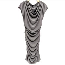 Banana Republic BR Dress Women's Size Small Gray Ruched Draped Cocktail Body Con