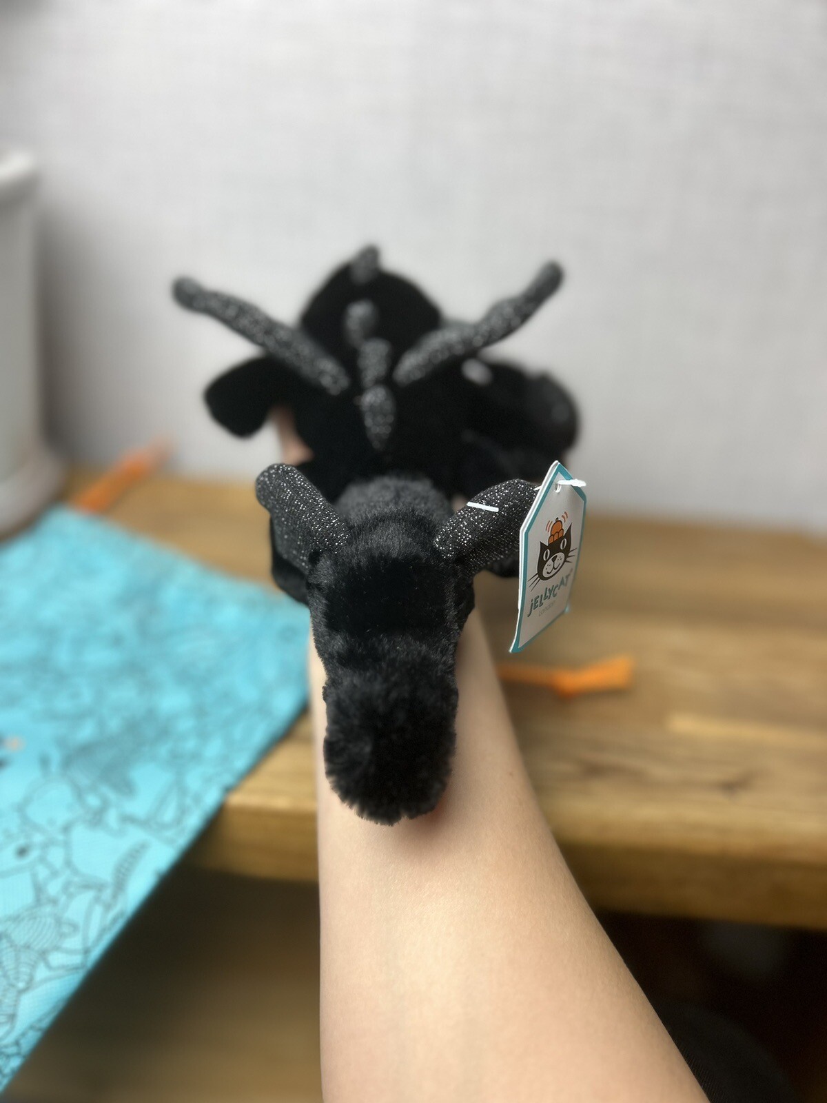 Jellycat Little Onyx Dragon With Tags & Gift Bag Jellycat Black