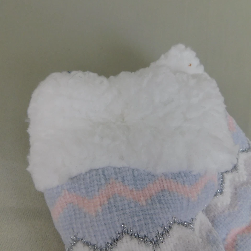 Calcetines deportivos Sherpa forrados de lana antideslizantes hasta la pantorrilla - azul bebé en zig-zag #7363 Foto 3 de 4