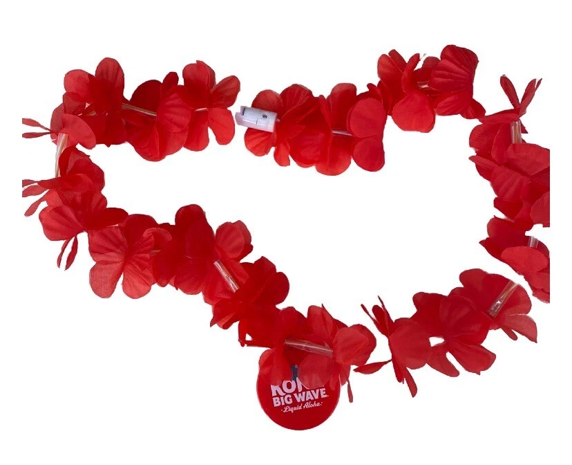 "Kona Big Wave Noche Intermitente LED Luz San Valentín, Luau Flower Lei, Rojo, 32""" Foto 2 de 4