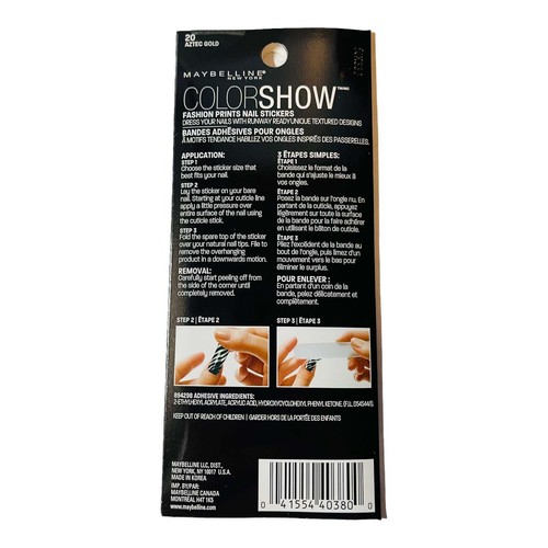 Maybelline Color Show Fashion Prints Mirror Nail Stickers #20 Aztec Gold - Picture 2 of 2