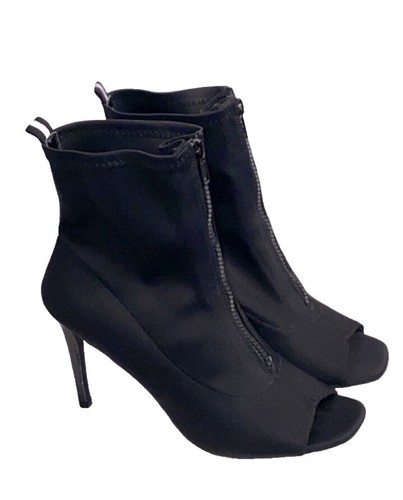 Bottines Vegan Noir Forever 21 - Orteil Ouvert, Talon Aiguille & Détails Dentelle - Taille 10