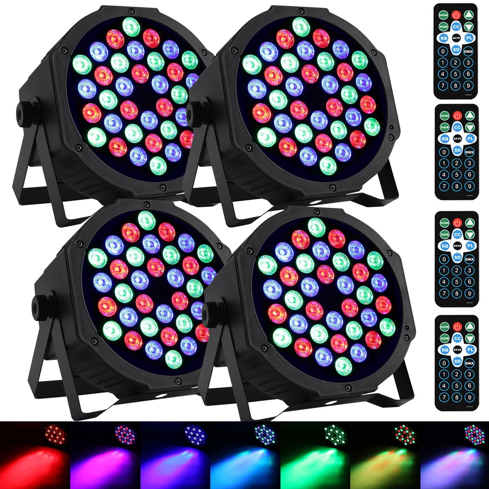 Iluminação de palco 10X 36 LED RGB luz PAR DMX feixe festa DJ discoteca luz com controle remoto - Imagem 2 de 4