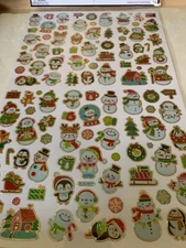 LG CHRISTMAS PAPER CRAFTS STICKERS SHIMMERING SNOWMEN & FRIENDS PENGUINS 55 PCS