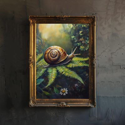 Snail on Leaf Poster Cottagecore Decor Dark Academia Art Enchanted Nature Illust
