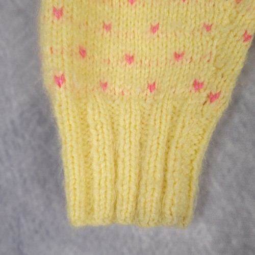 Vintage Knit Cardigan Sweater Girls Small Yellow Heart Flower Elephant Button - Picture 10 of 24