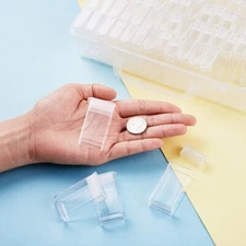 Clear Plastic Bead Storage Jar Rectangle Container Boxes Fold Over Lid 5x2.7cm