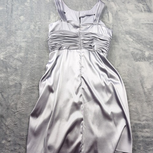Adrianna Papell Evening Keyhole Halter Dress Dove Gray Sz 6 NEW Satin Formal - Picture 10 of 18
