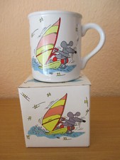 ULI STEIN Tasse Maus beim Windsurfen Kaffeetasse Sammeltasse 1987 OVP