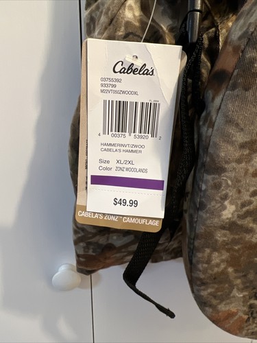 NEW Cabela's Hammer Hunting Vest - Zonz Woodlands Camo ~ Sz XL/2XL, Back Cushion - Picture 7 of 10