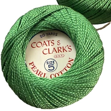 Vintage Coats & Clark's Pearl Cotton Crochet Thread Size 5 - Green  50 Yards