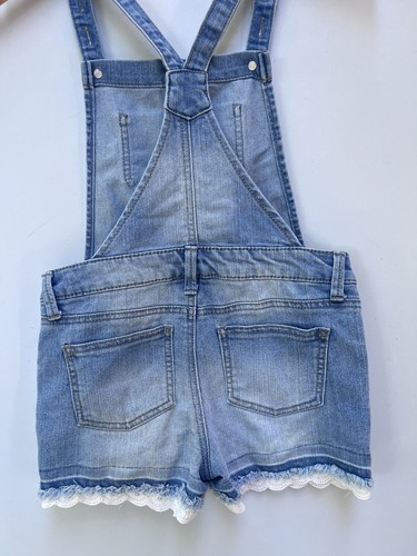Cherokee Denim Overall Shorts Shortalls Kids Size M Cut Off Denim pockets - Picture 6 of 7
