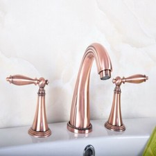 Antique Red Copper Brass 3-Hole Widespread Bathroom Sink Faucet Mixer Tap frg075
