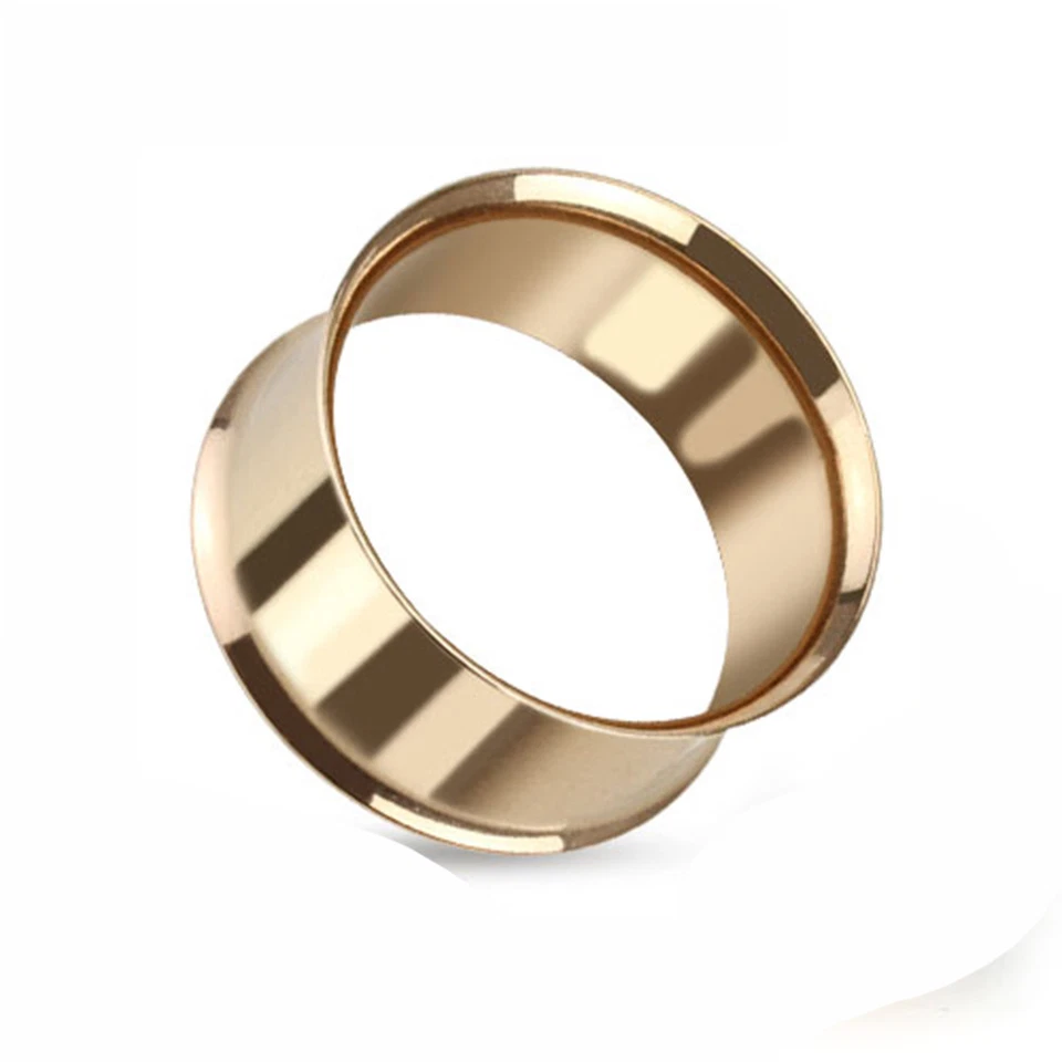 Par de túneles de carne quirúrgicos IP de acero inoxidable con doble llamarada de oro rosa E521 Foto 2 de 2