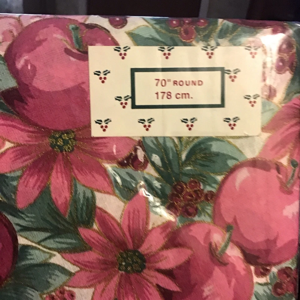 100 % Baumwollstoff Tischdecke Weihnachten/Feiertag Weihnachtsstern Blumen 70" rund