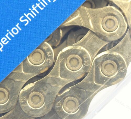 KMC X10 GOLD Ti-N Nitride 10-Speed Bike Chain 116L fits Campagnolo SRAM Shimano - Picture 2 of 3