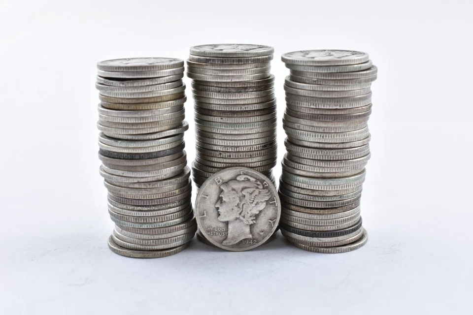 1916-1945 Mercury 90% Silver Dime Roll 50 Coin Lot Collection - Image 3 of 4