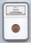 1908 Indian Head Cent, NGC MS-64 RD, Full Mint Red