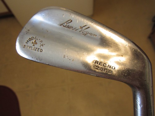 Ben Hogan Pyraton - Schaft 3 Eisen Modell - P.T. Stilisiert orig. Lang Leder Antik