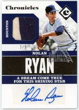 Nolan Ryan 2017 Panini Chronicles Patch Autograph Card #CSS-NR 2/5
