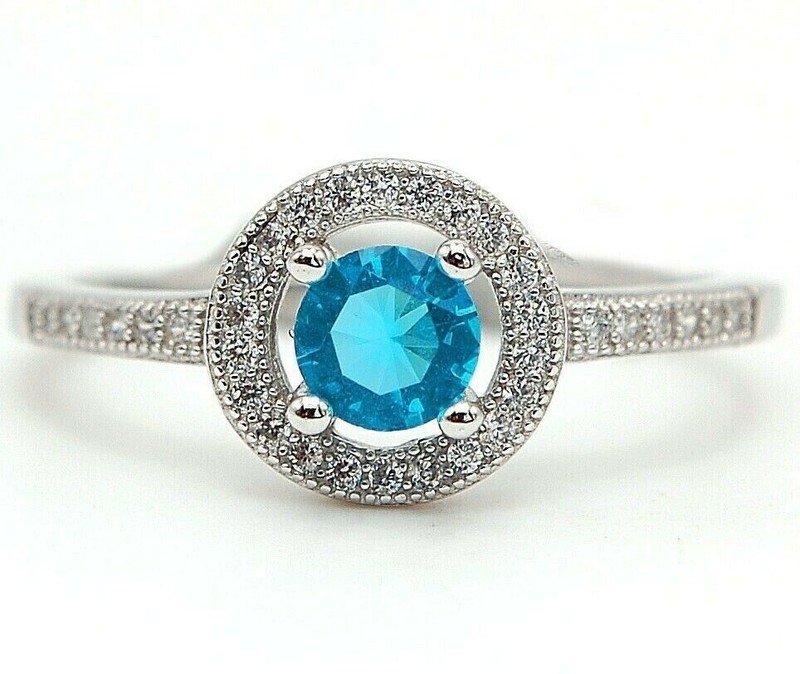 1CT Heat Treated Blue Topaz 925 Solid Sterling Silver Ring Sz 7 U4-5