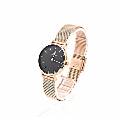 Daniel Wellington DW00600217 Petite Black Dial Gold Mesh 28mm Watch New R8041401