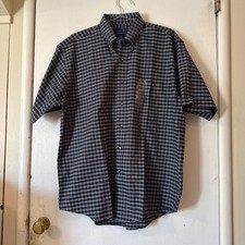NWT Towncraft Wrinkle Free Plaid Button Up Shirt Short Sleeve Casual Mens Large