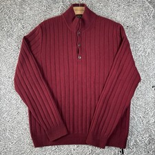 Loro Piana Sweater Men's Size 52 Red 100 Cashmere Italy Long Sleeve Mock Neck
