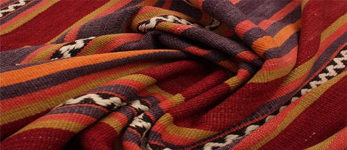 Traditional Vintage Hand Woven Carpet 4'11" x 7'6" Wool Kilim Area Rug - Picture 4 of 7