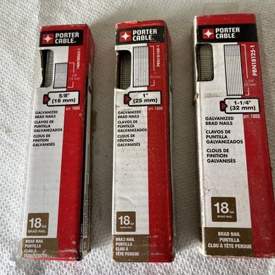 (Pk) Porter-Cable Brad Nails 18 Gauge 1 PBN18100-1 3 Pack 5/8 , 1 , 1 1/4  N138