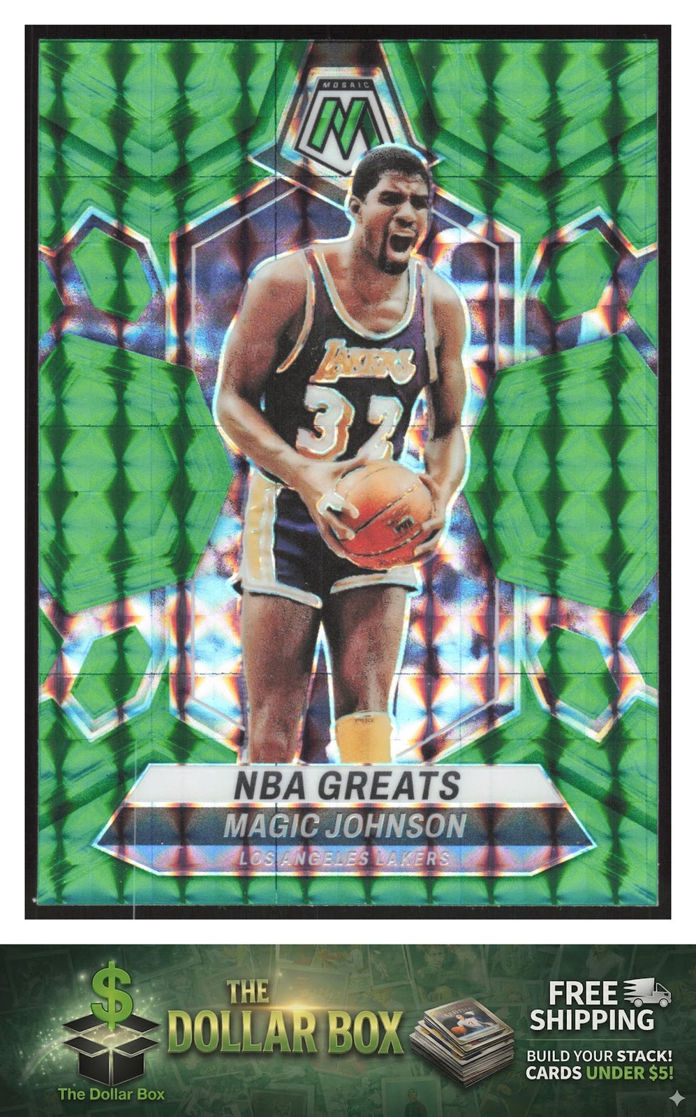 2023-24 Panini Mosaic Choice Fusion Green #/18 #295 Magic Johnson Lakers