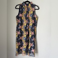Erin Fetherston Lace Dress Size 12 Floral Cocktail High Neck Embroidered