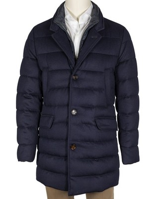  MooRER  Finest Down  Dark Blue Wool Cashmere Down Coat With Detachable