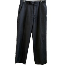 Paul Fredrick Mens Dress Pants 33 Black Wool Flat Front Classic Tailored Slacks