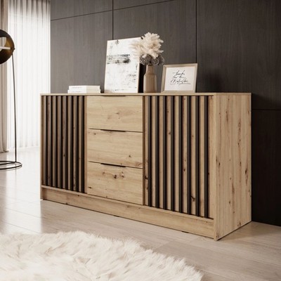 Sideboard Stilo  155 cm Kommode 2 Türen 3 Schubladen Lamellen Modern Loft Design