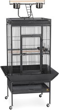 Wrought Iron Select Bird Cage - Large Steel Cage with Rolling Stand Seed Guards