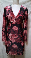 New EXPRESS Size Medium Open Back Velvet Floral Mini Dress Long Sleeve $98