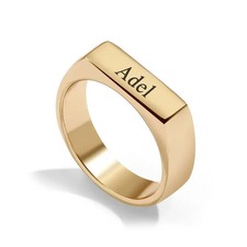 Personalized Bar Name Ring Custom Dainty Stackable Stainless Steel Silver Gold