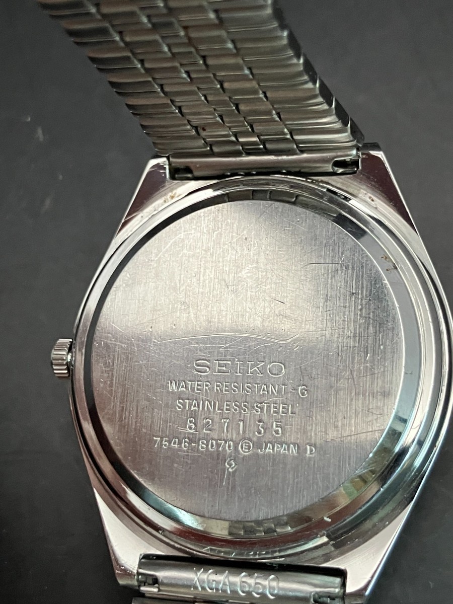 SEIKO WATCH TYPE2 TYPEII 7546-8070 QUARTZ DAY DATE KANJI VINTAGE