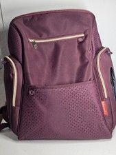 Fisher-Price Fastfinder Gemma Diaper Bag Backpack Burgundy Multi Pocket Baby Bag