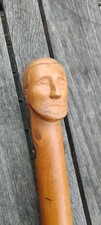 Ancienne forte canne tête sculptée art populaire ww2 compagnon