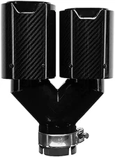 Dual Carbon Fiber Exhaust Tip Left Y-Style 2.5" Inlet 3.5" Outlet Polished