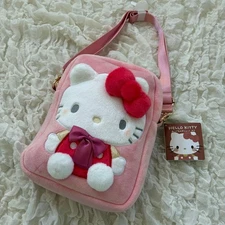 Sanrio Hello Kitty Plush Shoulder Bag Pouch 500ml Bottle Holder New