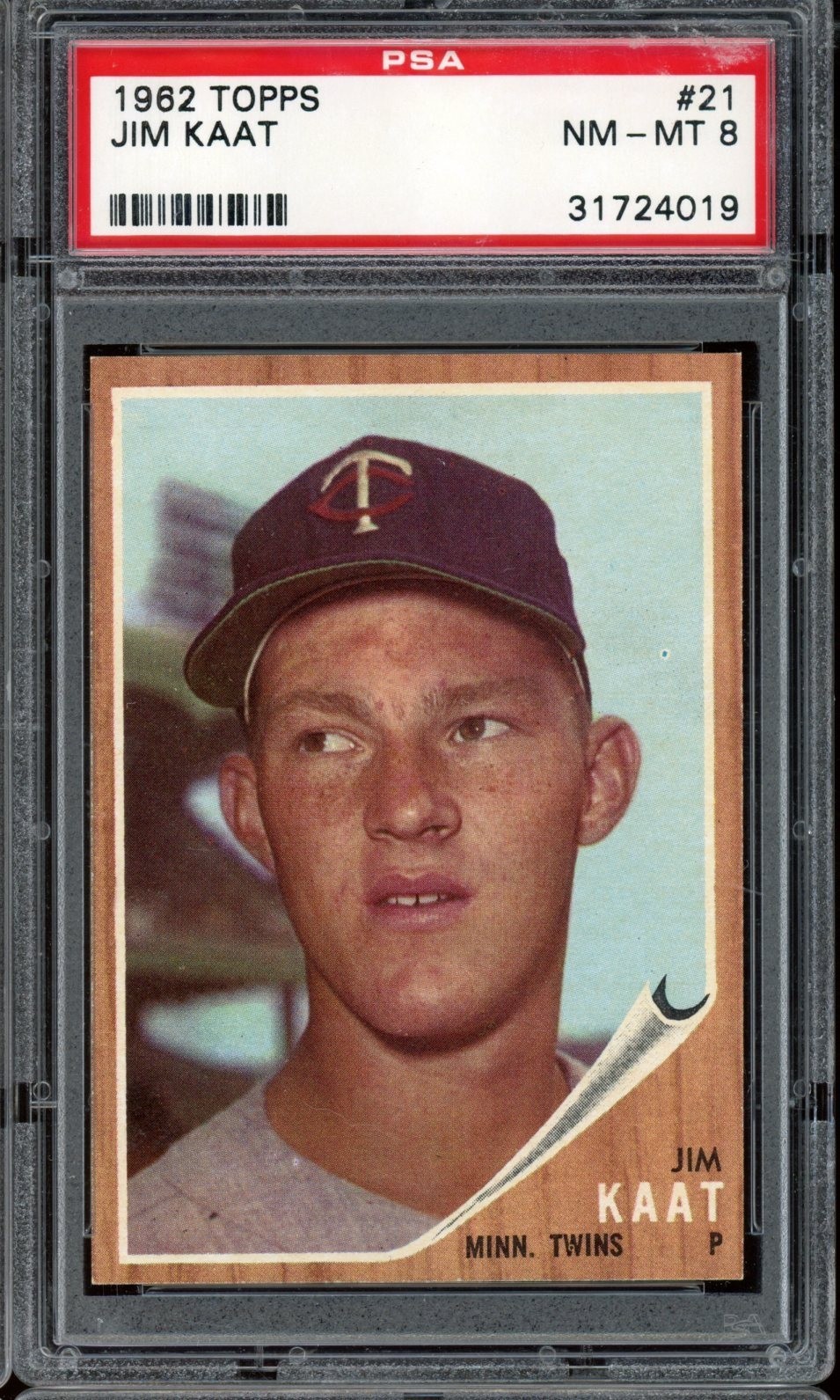 1962 Topps Baseball #21 Jim Kaat PSA 8