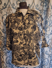 DressBarn Woman 18-20 Jacket, Blazer Black Ecru floral pattern unlined tailored