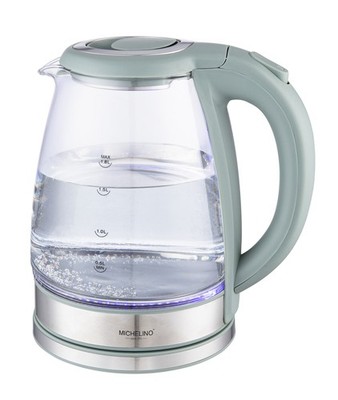 MICHELINO 1,8 L Wasserkocher LED Glaswasserkocher schnurlos Glas-Teekocher grün