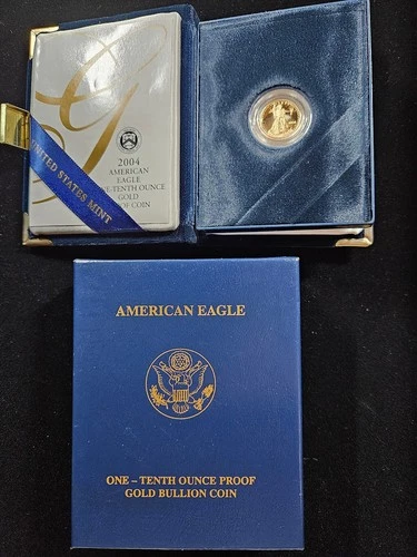 🌟 2004 $5 1/10 oz American Gold Eagle PROOF Coin BU UNC w/ COA