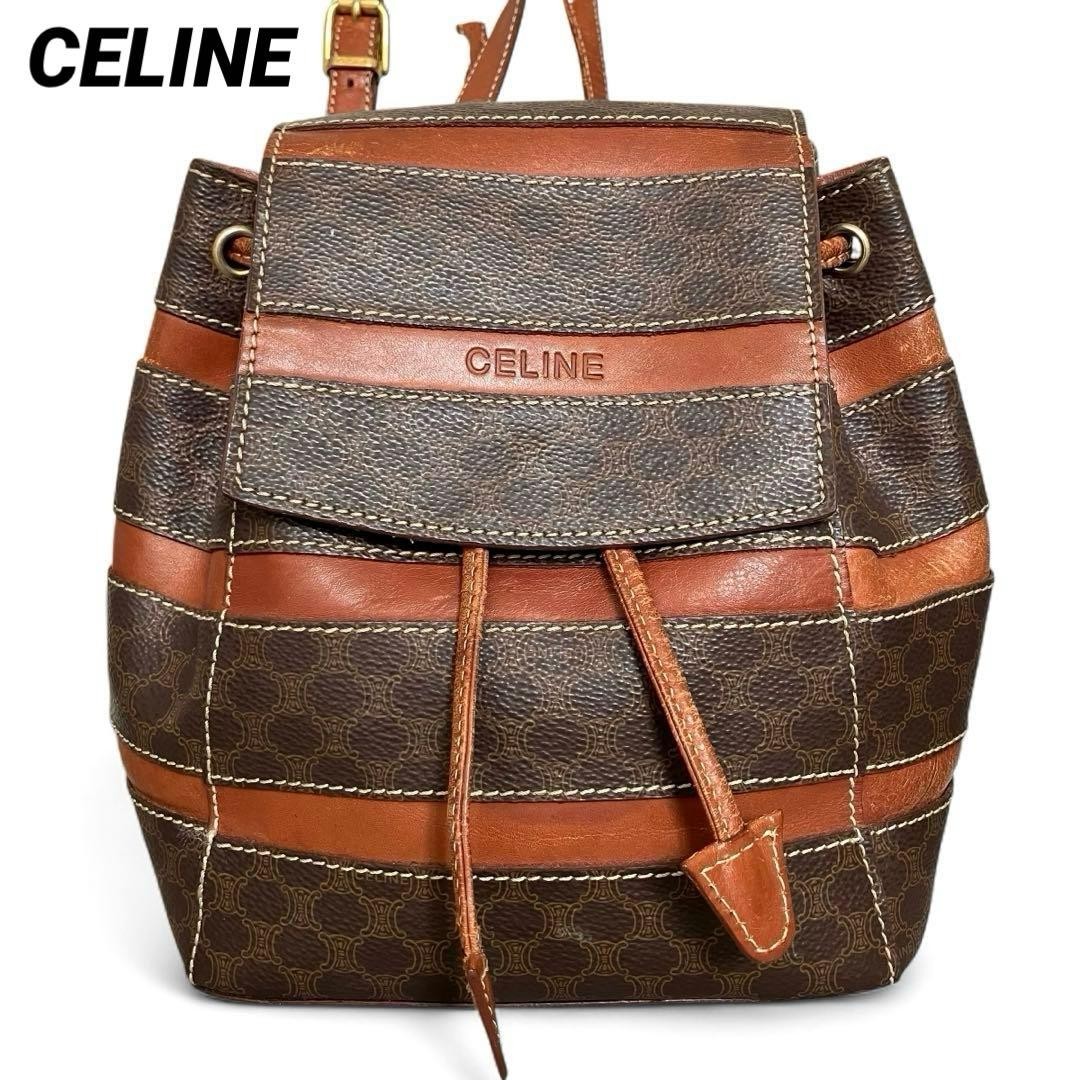 CELINE Mini Backpack Macadam Pattern Leather PVC … - image 1
