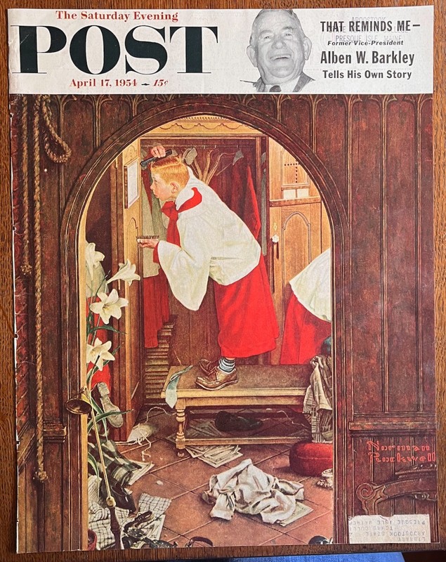 Saturday Evening Post magazine April 17, 1954 - Cover only, Norman Rockwell art